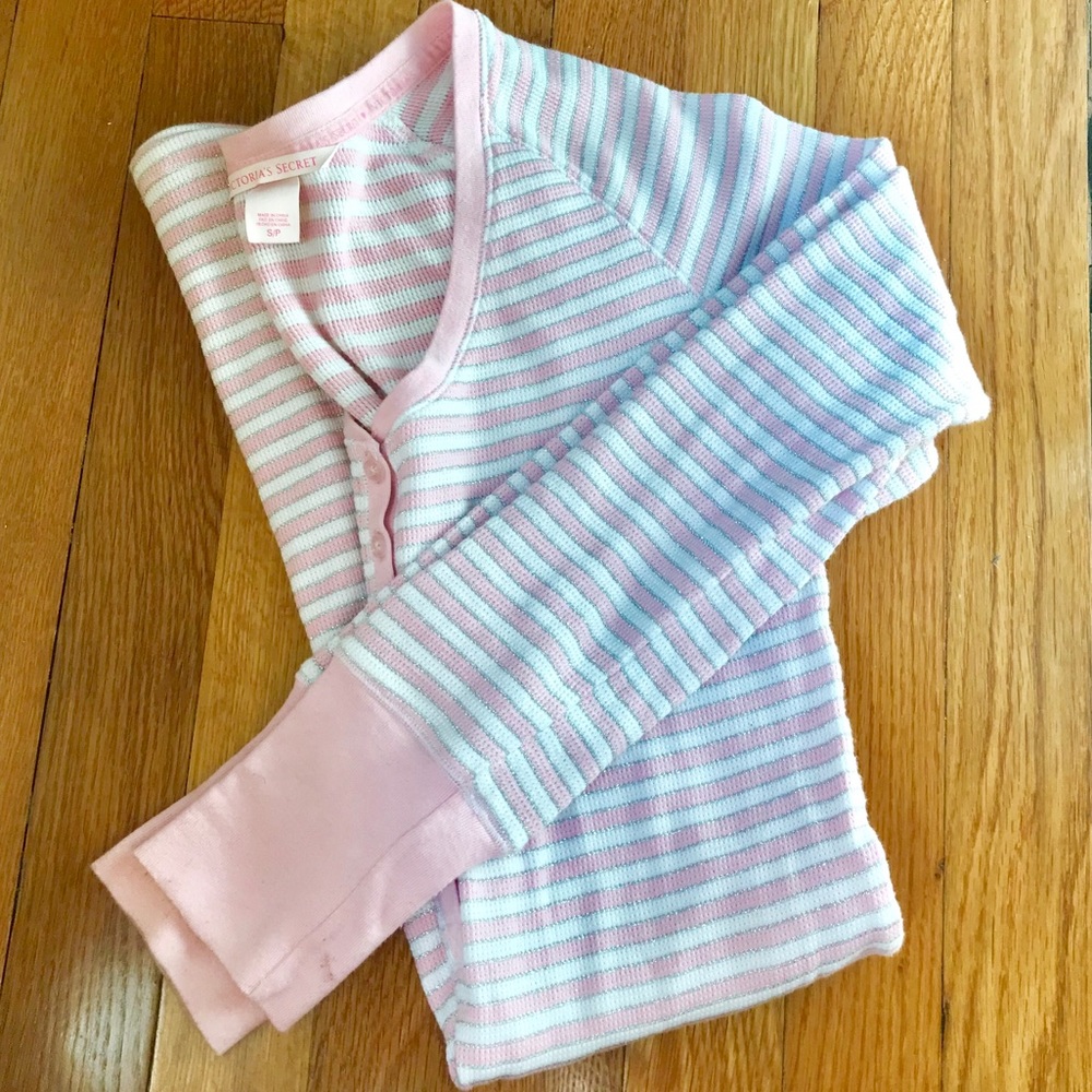 striped Victoria’s Secret thermal sleepwear